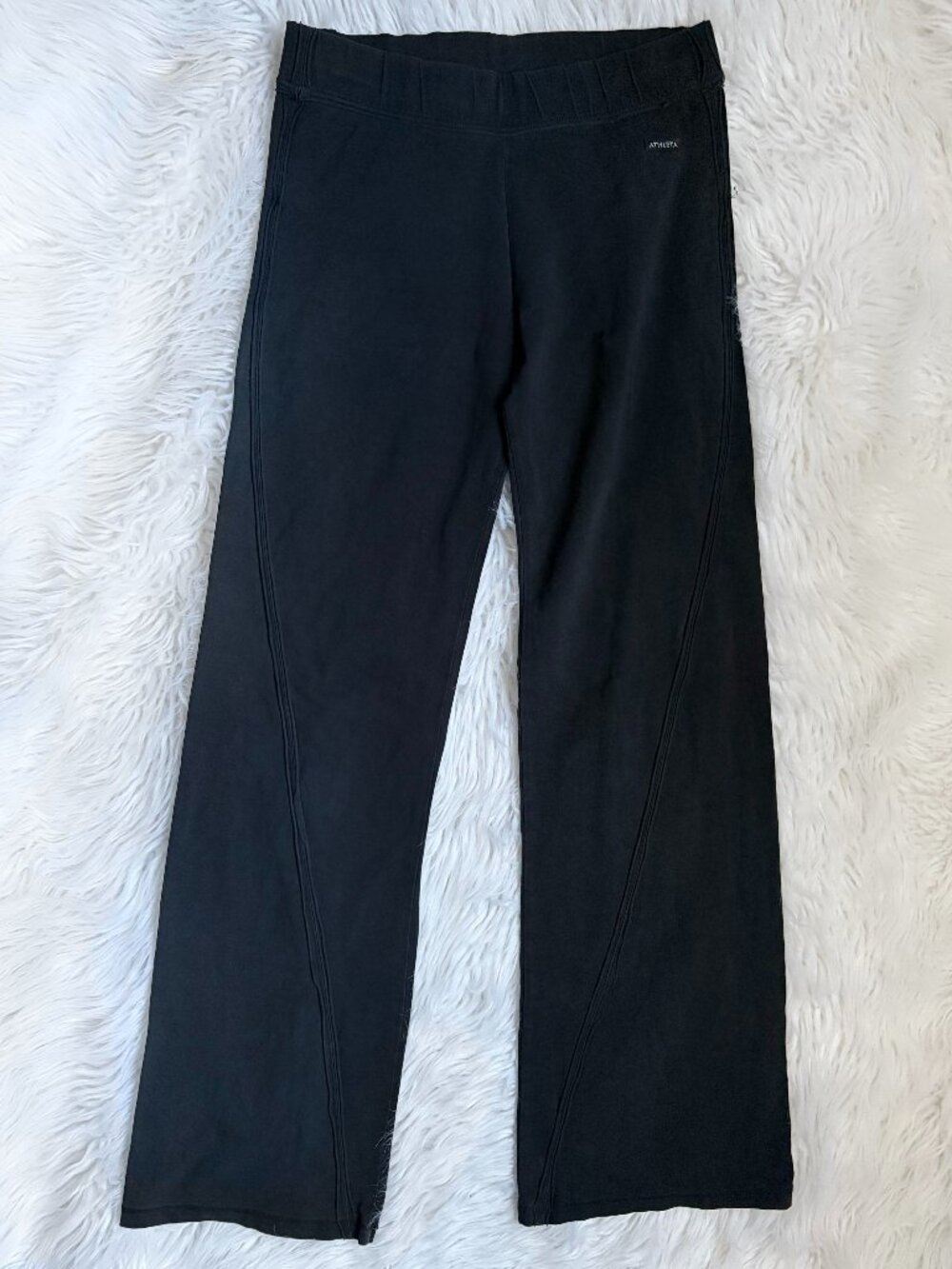 Vintage y2k Athleta Black Straight Leg Yoga Pants With Twisted Seam Size Small